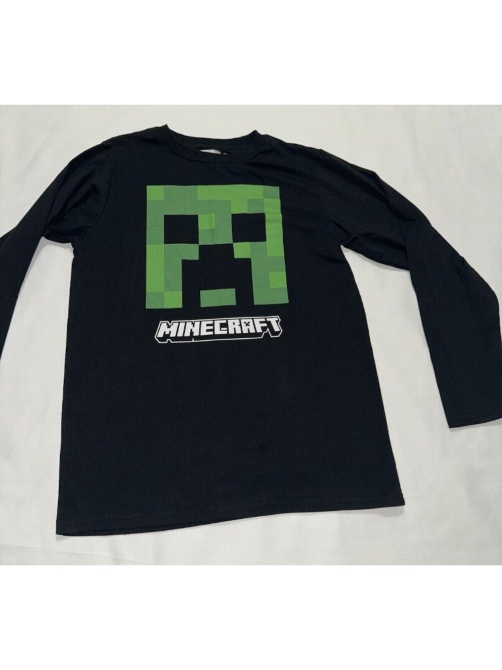 Minecraft Boys Creeper Head Graphic Long Sleeve T-Shirt Size Youth XL